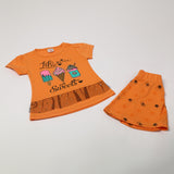 Girls Half Sleeves Skirt Suit - Orange, Girls Suits, Chase Value, Chase Value