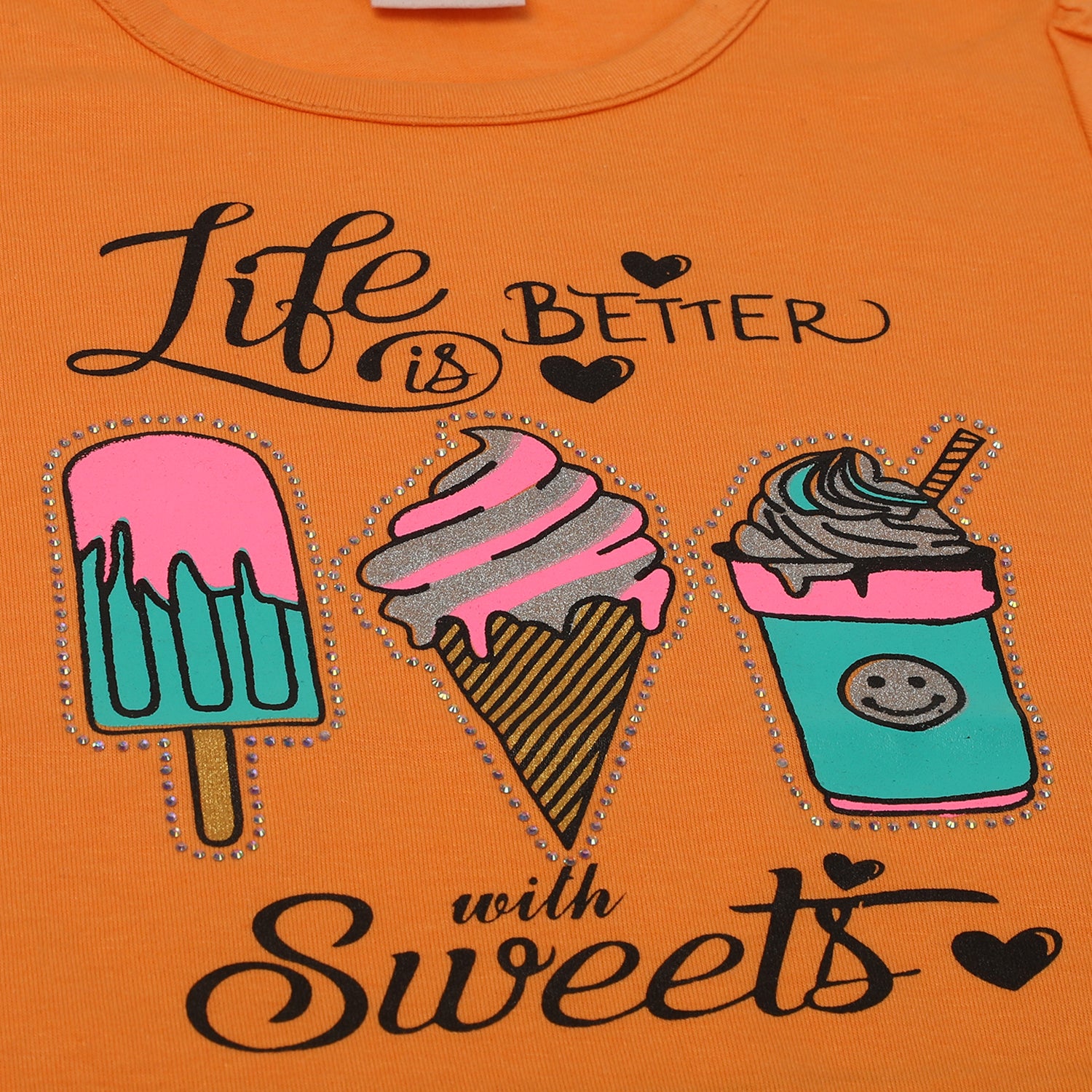 Girls Half Sleeves Skirt Suit - Orange, Girls Suits, Chase Value, Chase Value