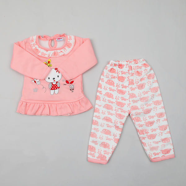 Newborn Girls Full Sleeves Suits - Baby Pink