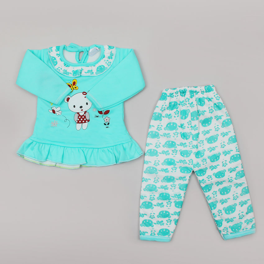 Newborn Girls Full Sleeves Suits - Cyan