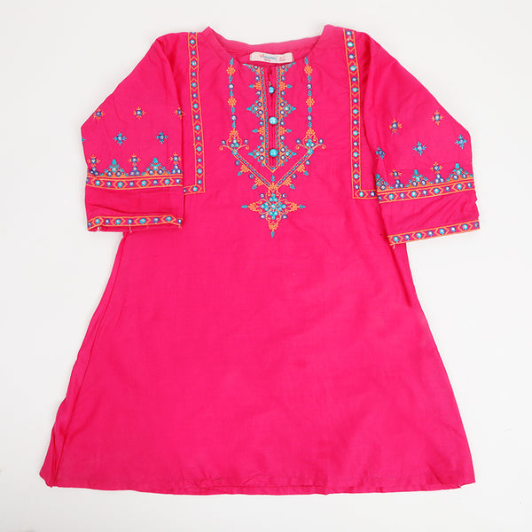 Girls Embroidered Kurti - Pink, Girls Kurti, Chase Value, Chase Value