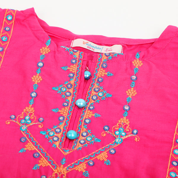Girls Embroidered Kurti - Pink