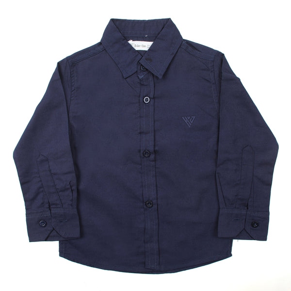 Boys Chambray Casual Full Sleeves Shirt - Navy Blue