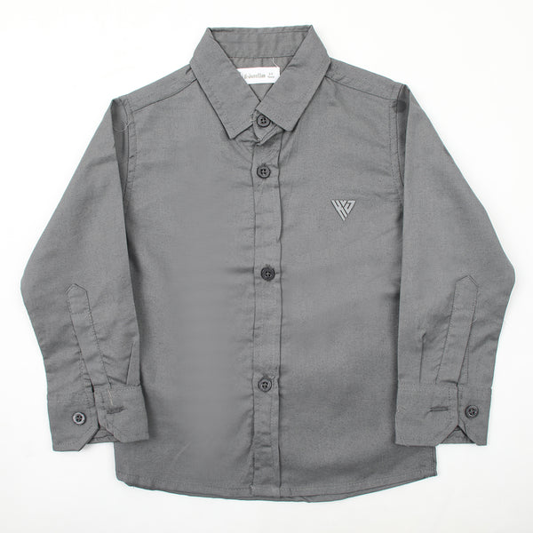 Boys Chambray Casual Full Sleeves Shirt - Grey