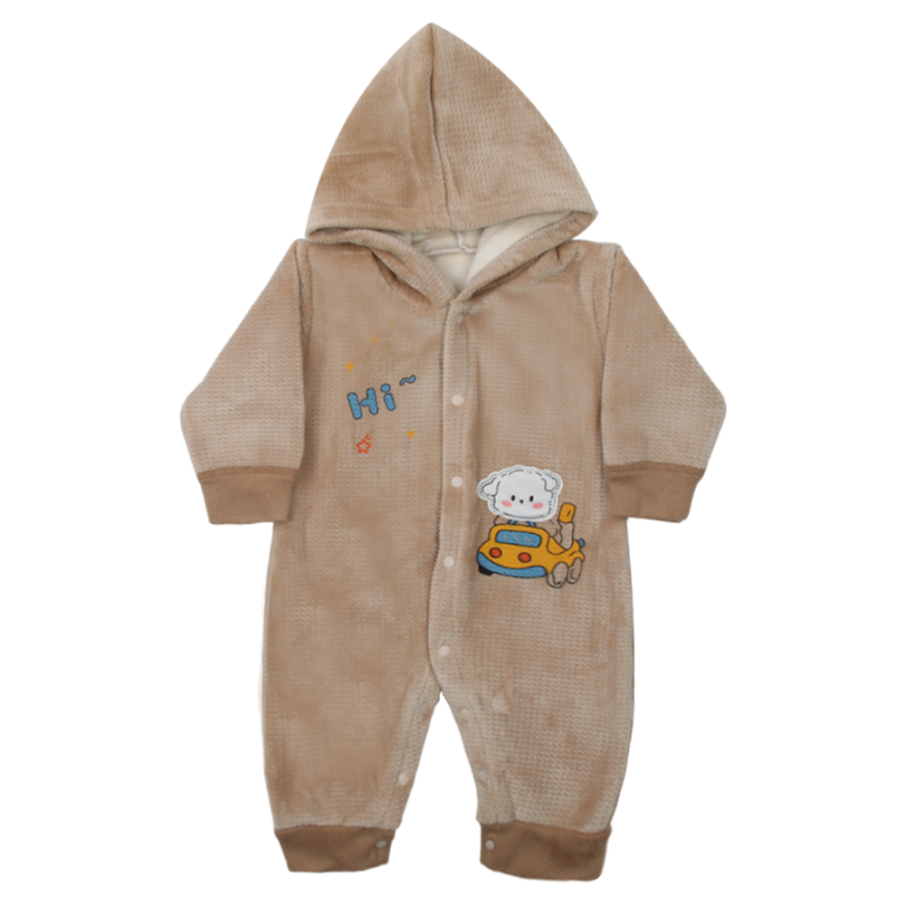 Newborn Boys Full Sleeves Romper - Beige, Newborn Boys Rompers, Chase Value, Chase Value