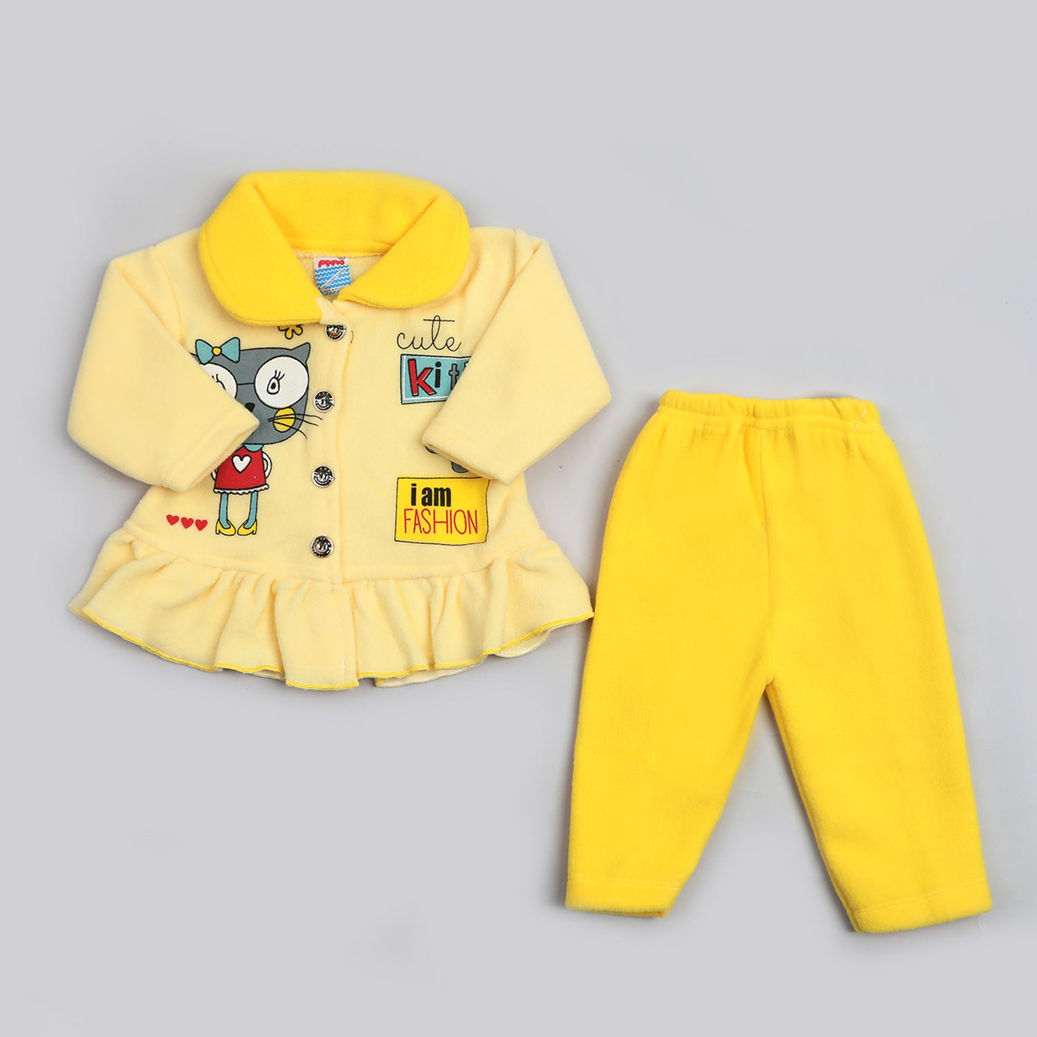 Newborn Girls Full Sleeves Suit - Yellow, Newborn Girls Sets & Suits, Chase Value, Chase Value