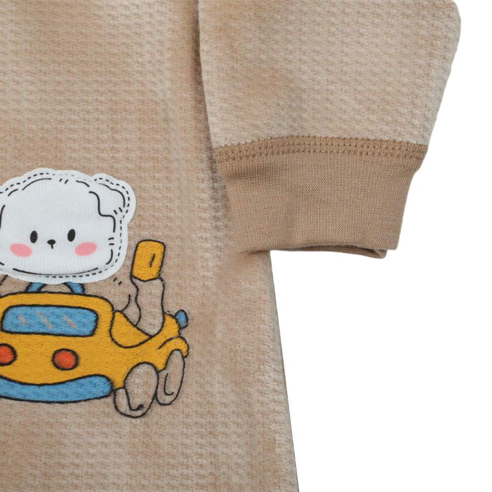 Newborn Boys Full Sleeves Romper - Beige, Newborn Boys Rompers, Chase Value, Chase Value
