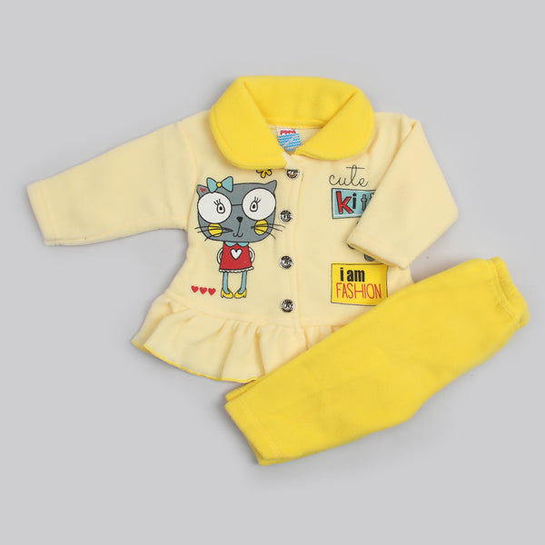 Newborn Girls Full Sleeves Suit - Yellow