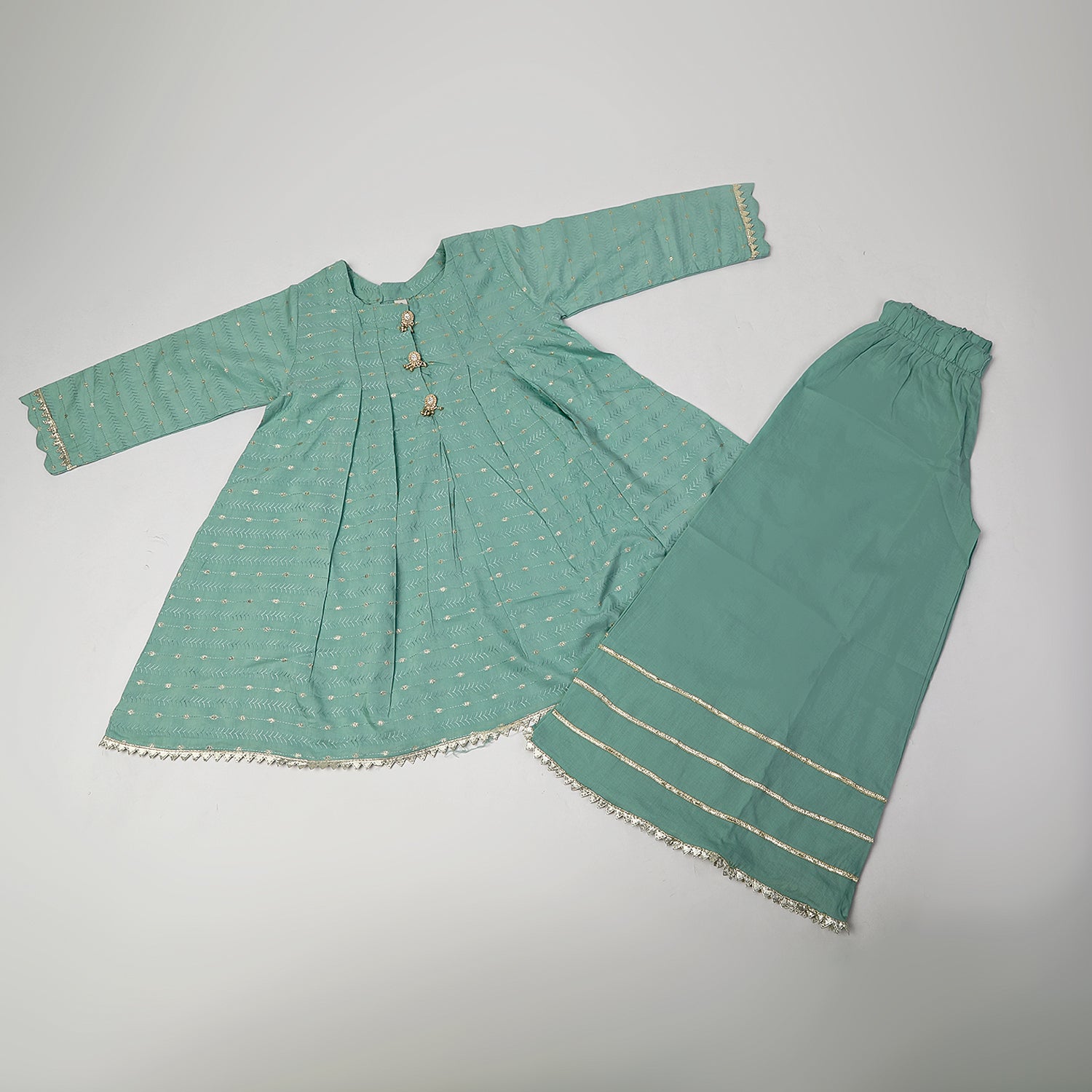 Girls 2Pcs Shalwar Suit - Green, Girls Shalwar Kameez, Chase Value, Chase Value