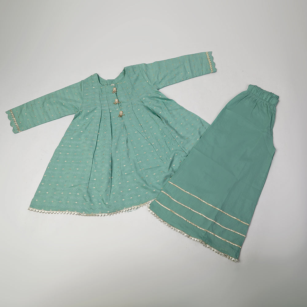 Girls 2Pcs Shalwar Suit - Green, Girls Shalwar Kameez, Chase Value, Chase Value