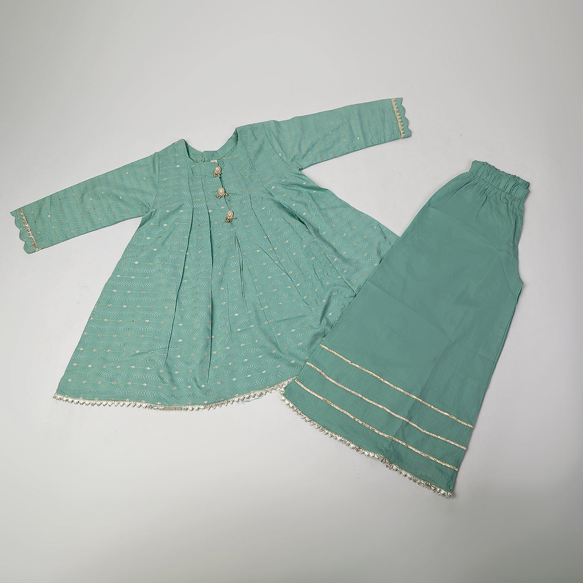 Girls 2Pcs Shalwar Suit - Green, Girls Shalwar Kameez, Chase Value, Chase Value