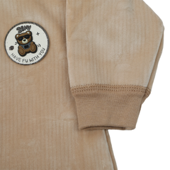 Newborn Boys Full Sleeves Romper - Light Brown