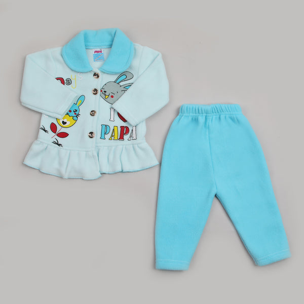 Newborn Girls Full Sleeves Suit - Sky Blue