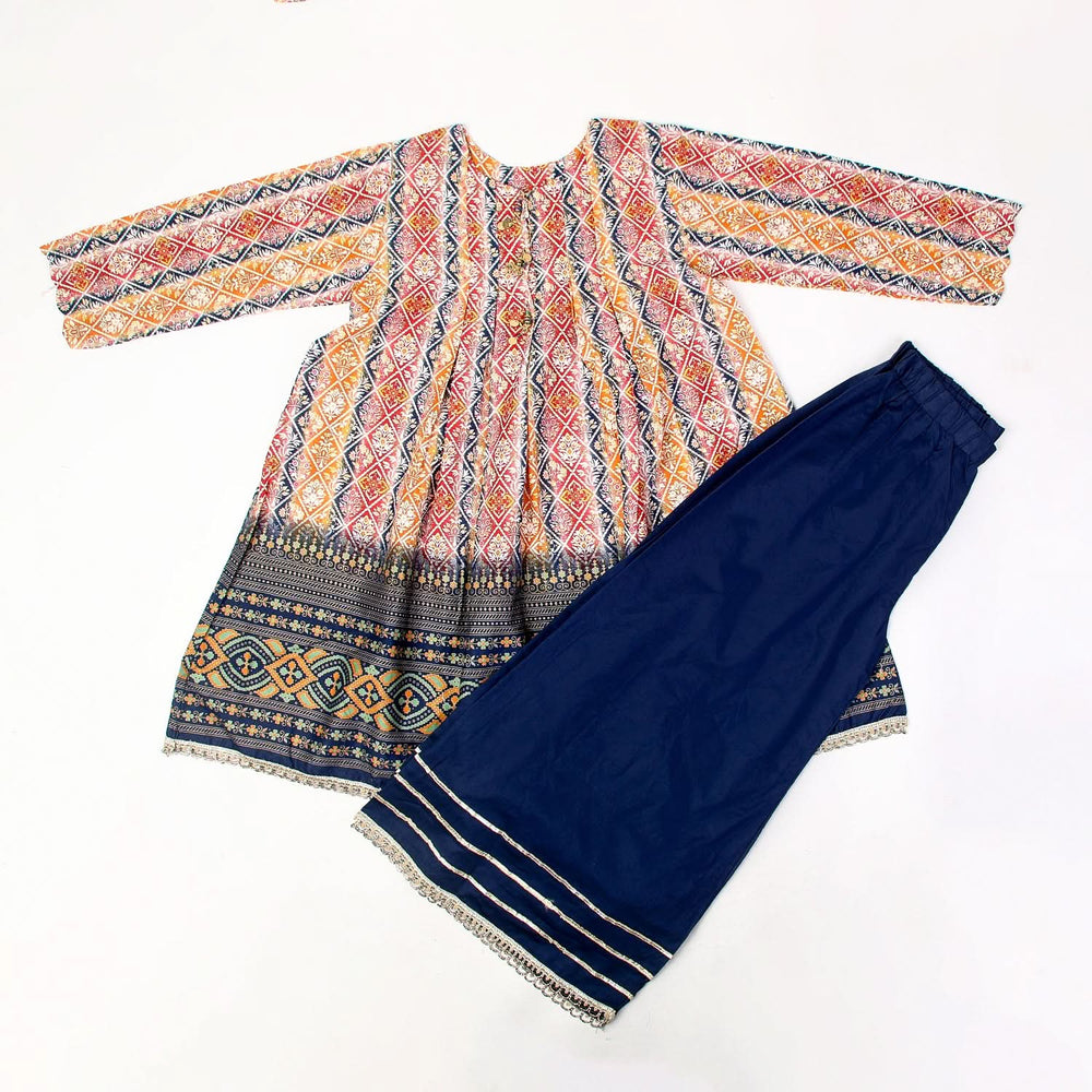 Girls 2Pcs Shalwar Suit - Navy Blue, Girls Shalwar Kameez, Chase Value, Chase Value