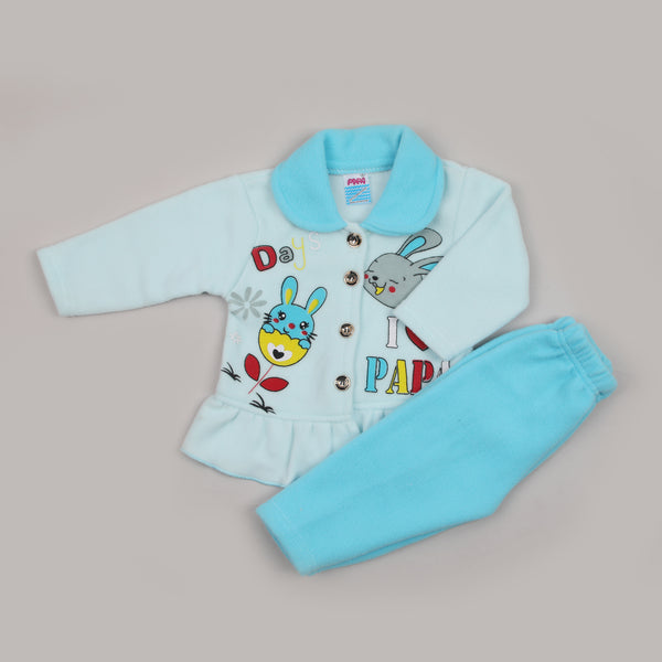 Newborn Girls Full Sleeves Suit - Sky Blue