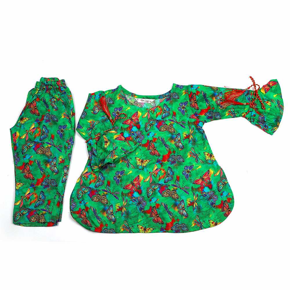 Girls Printed Shalwar Suit - Green, Girls Shalwar Kameez, Chase Value, Chase Value
