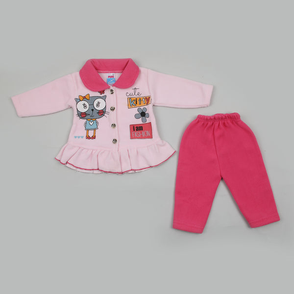 Newborn Girls Full Sleeves Suit - Pink