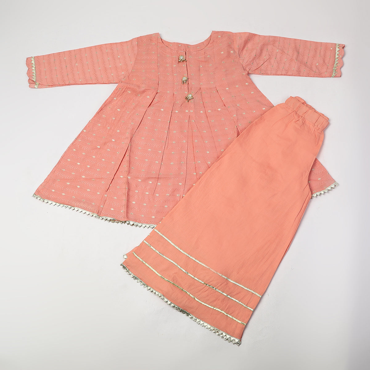Girls 2Pcs Shalwar Suit - Peach, Girls Shalwar Kameez, Chase Value, Chase Value