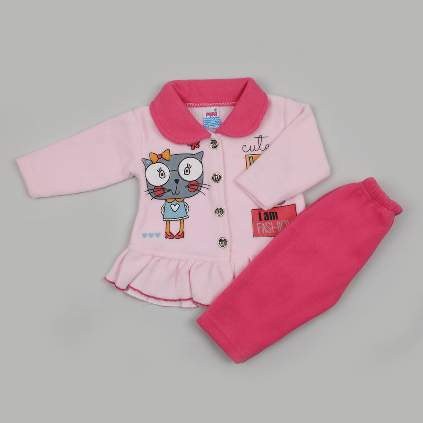 Newborn Girls Full Sleeves Suit - Pink