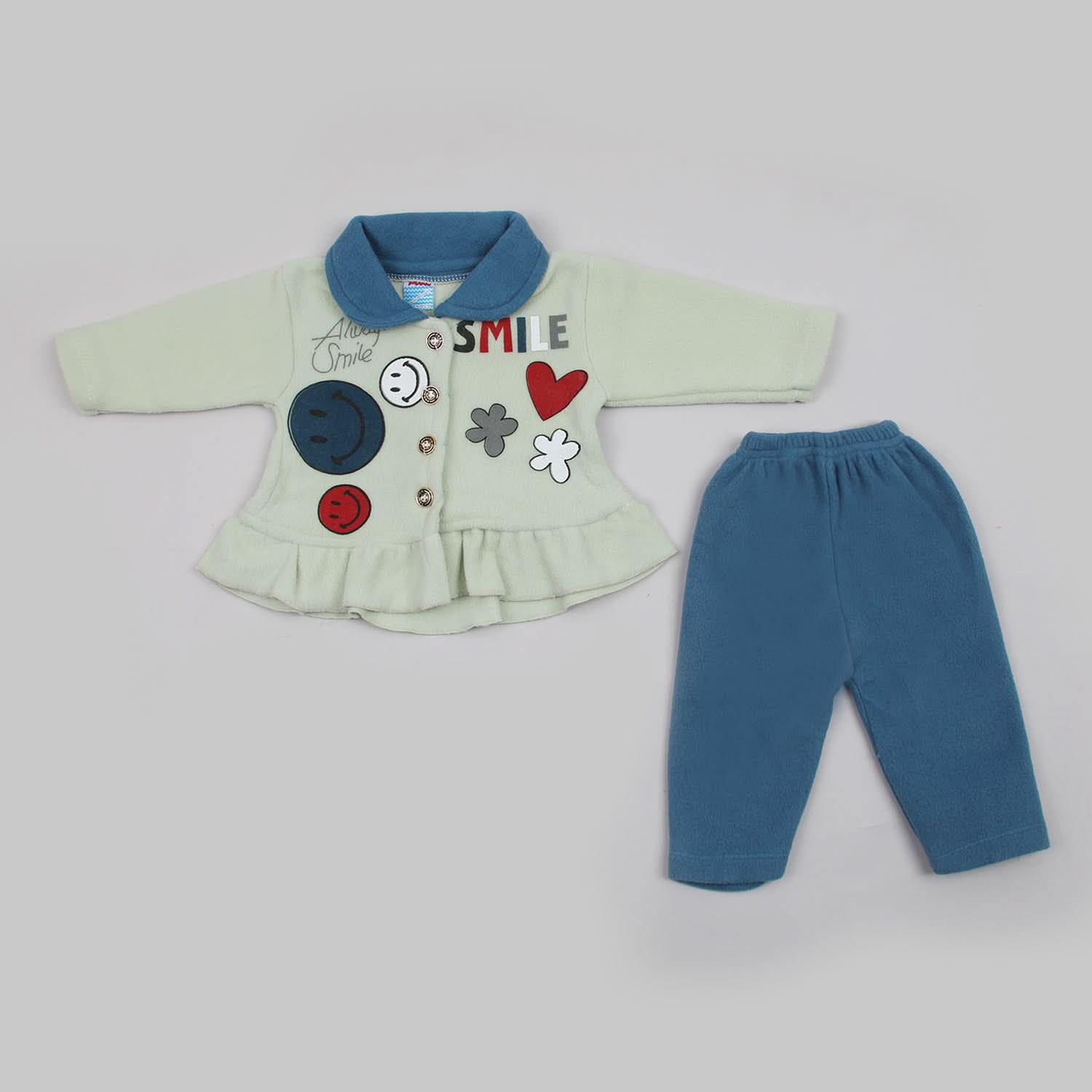 Newborn Girls Full Sleeves Suit - Light Green, Newborn Girls Sets & Suits, Chase Value, Chase Value