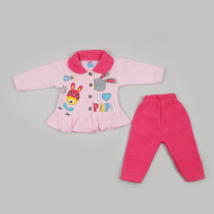 Newborn Girls Full Sleeves Suit - Pink