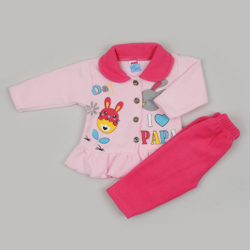 Newborn Girls Full Sleeves Suit - Pink