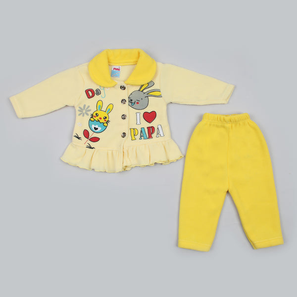 Newborn Girls Full Sleeves Suit - Yellow