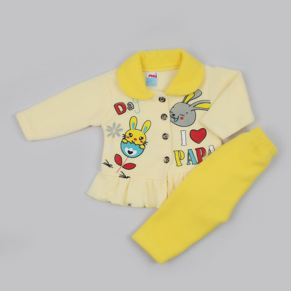 Newborn Girls Full Sleeves Suit - Yellow