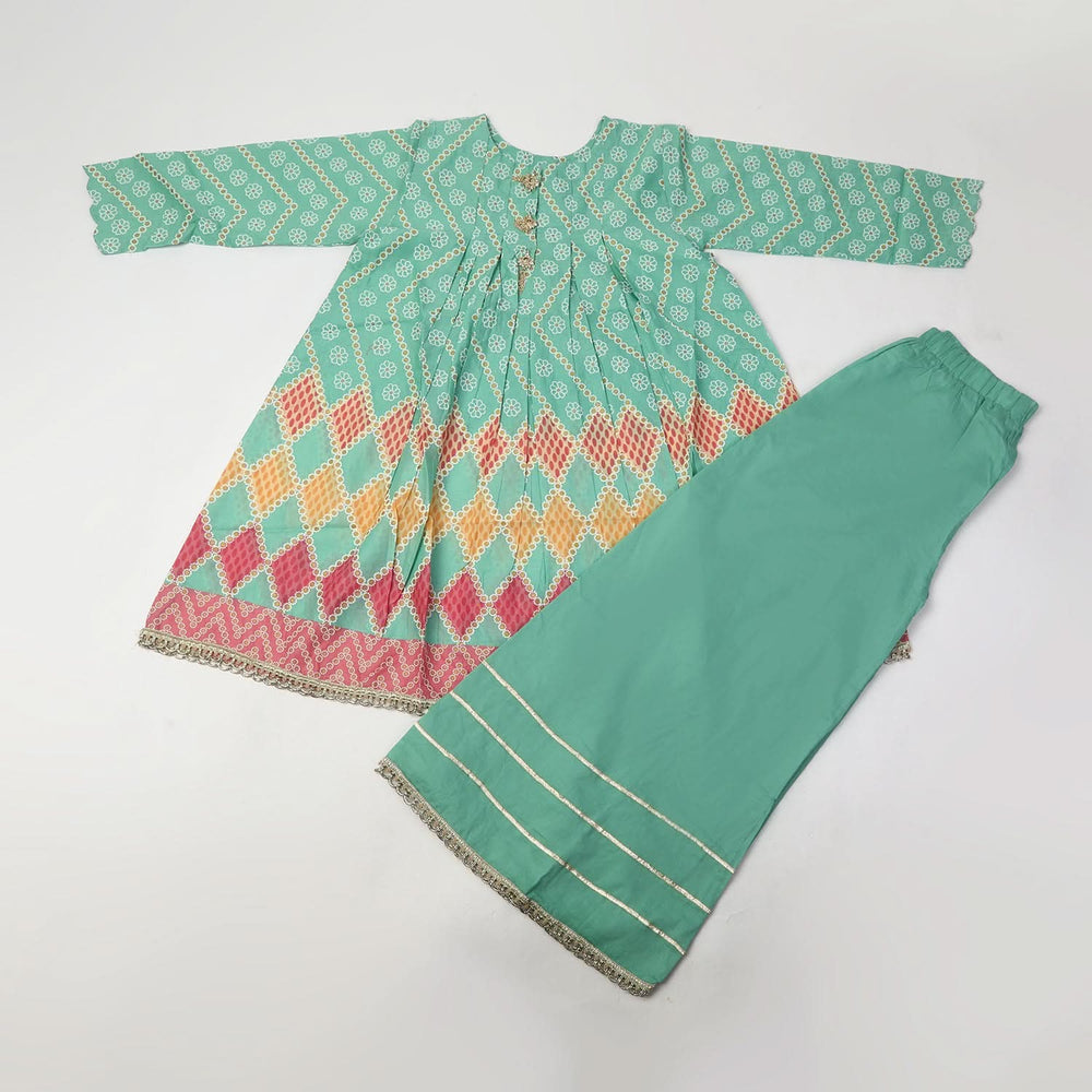 Girls 2Pcs Shalwar Suit - Sea Green, Girls Shalwar Kameez, Chase Value, Chase Value