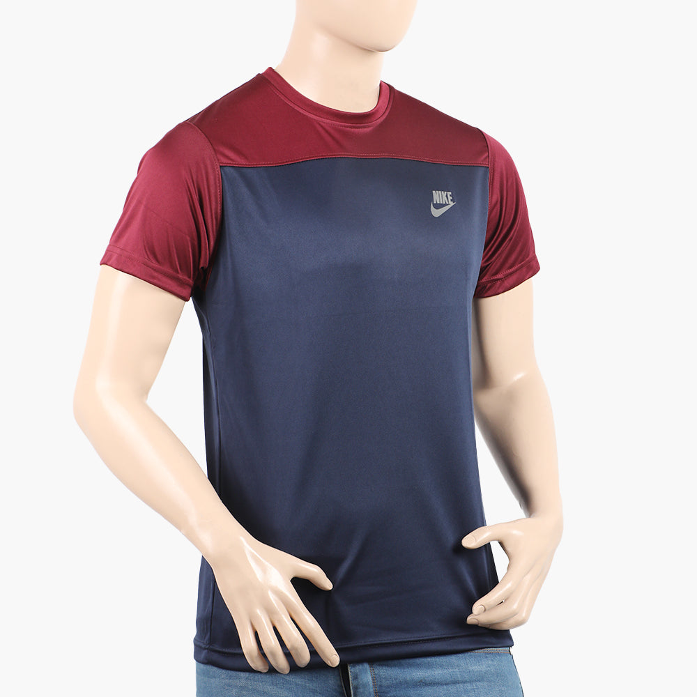 Men's Fancy Round Neck T-Shirt - Maroon, Men's T-Shirts & Polos, Chase Value, Chase Value