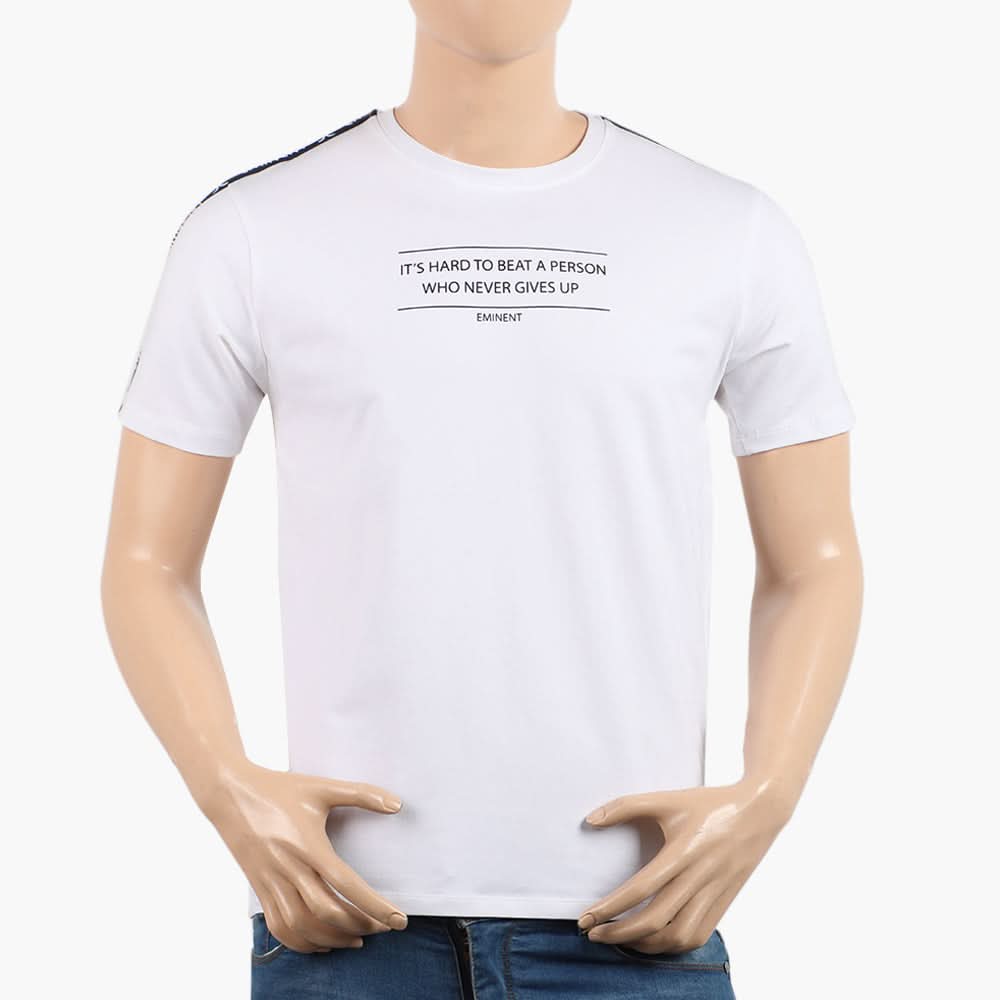 Eminent Men's Round Neck Half Sleeves Printed T-Shirt - Off White, Men's T-Shirts & Polos, Eminent, Chase Value