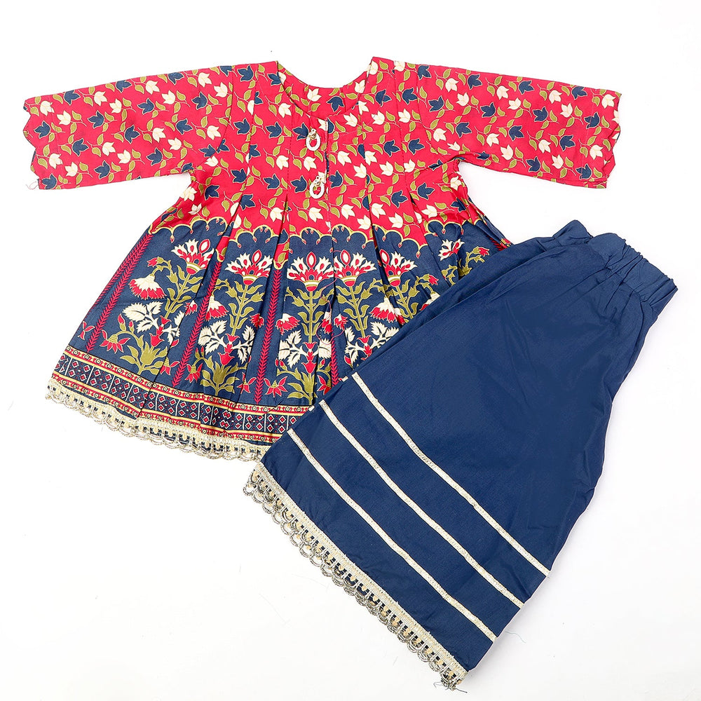 Girls Shalwar Suit 2Pcs - Red, Girls Shalwar Kameez, Chase Value, Chase Value