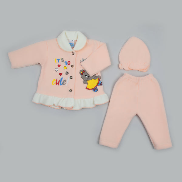 Newborn Girls Full Sleeves Suit - Peach