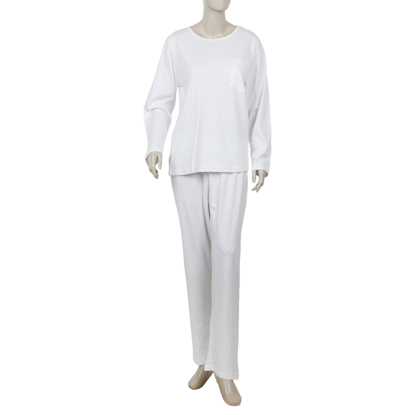 Eminent Women's Full Sleeves Night Suit - White