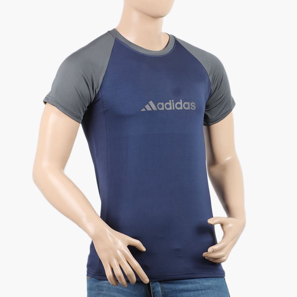 Men's Half Round Neck Half Sleeves T-Shirt - Navy Blue, Men's T-Shirts & Polos, Chase Value, Chase Value