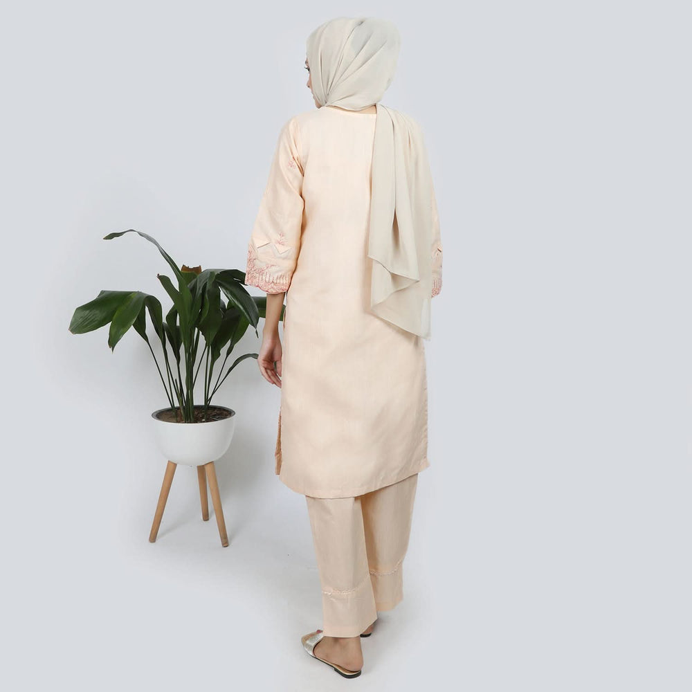 Women's Embroidered 2pcs Suit - Light Peach, Women Shalwar Suits, Chase Value, Chase Value