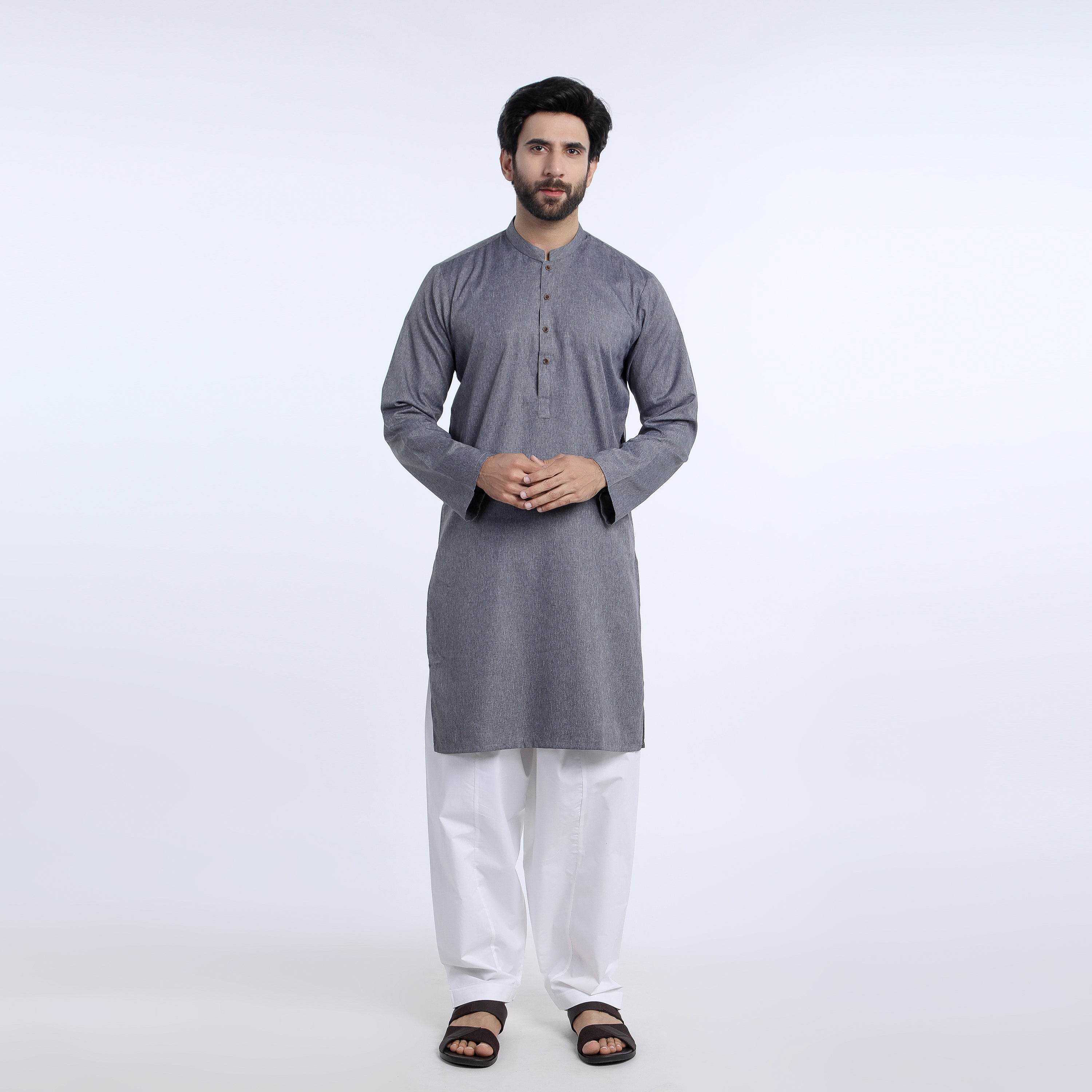 Mens Slim Fit kurta - Grey, Men's Kurtas, Chase Value, Chase Value