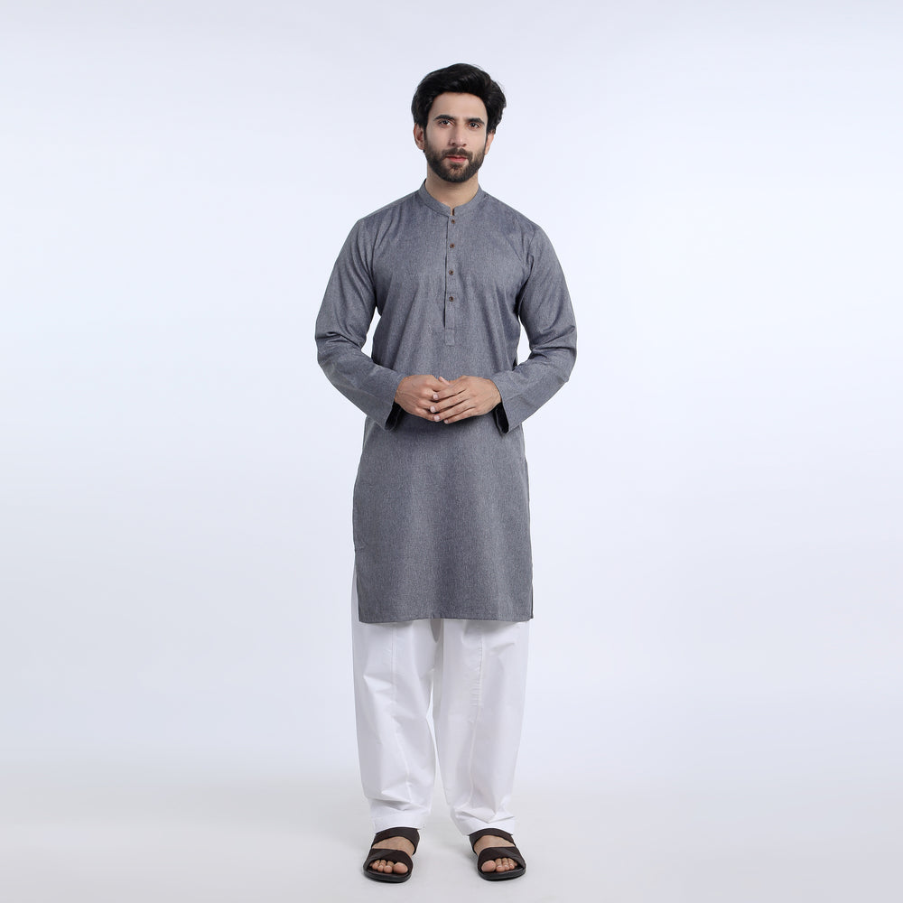 Mens Slim Fit kurta - Grey, Men's Kurtas, Chase Value, Chase Value
