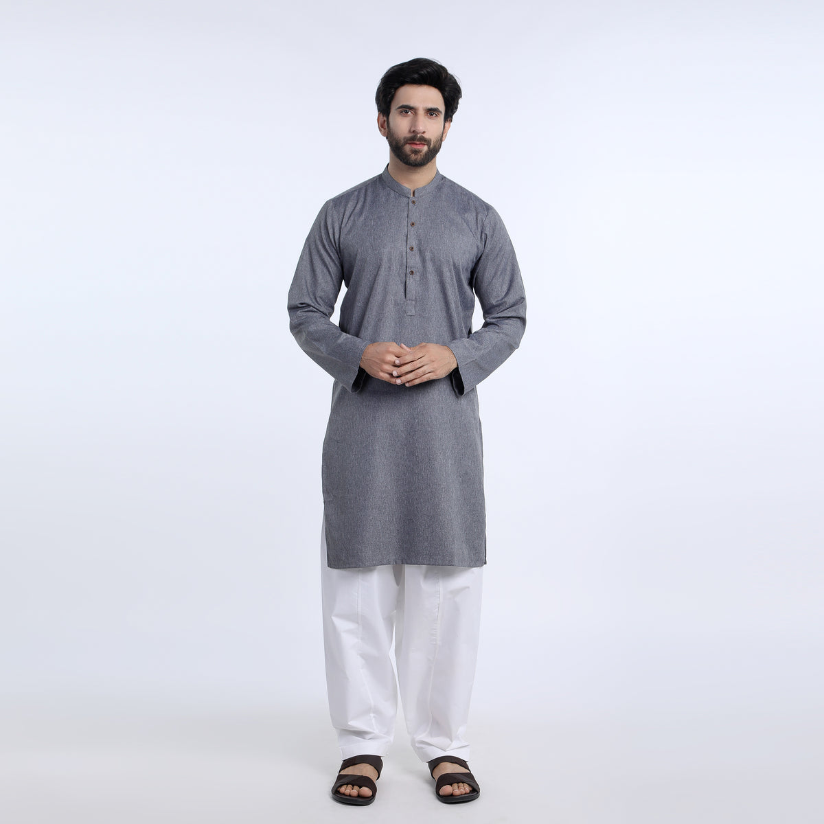Mens Slim Fit kurta - Grey, Men's Kurtas, Chase Value, Chase Value
