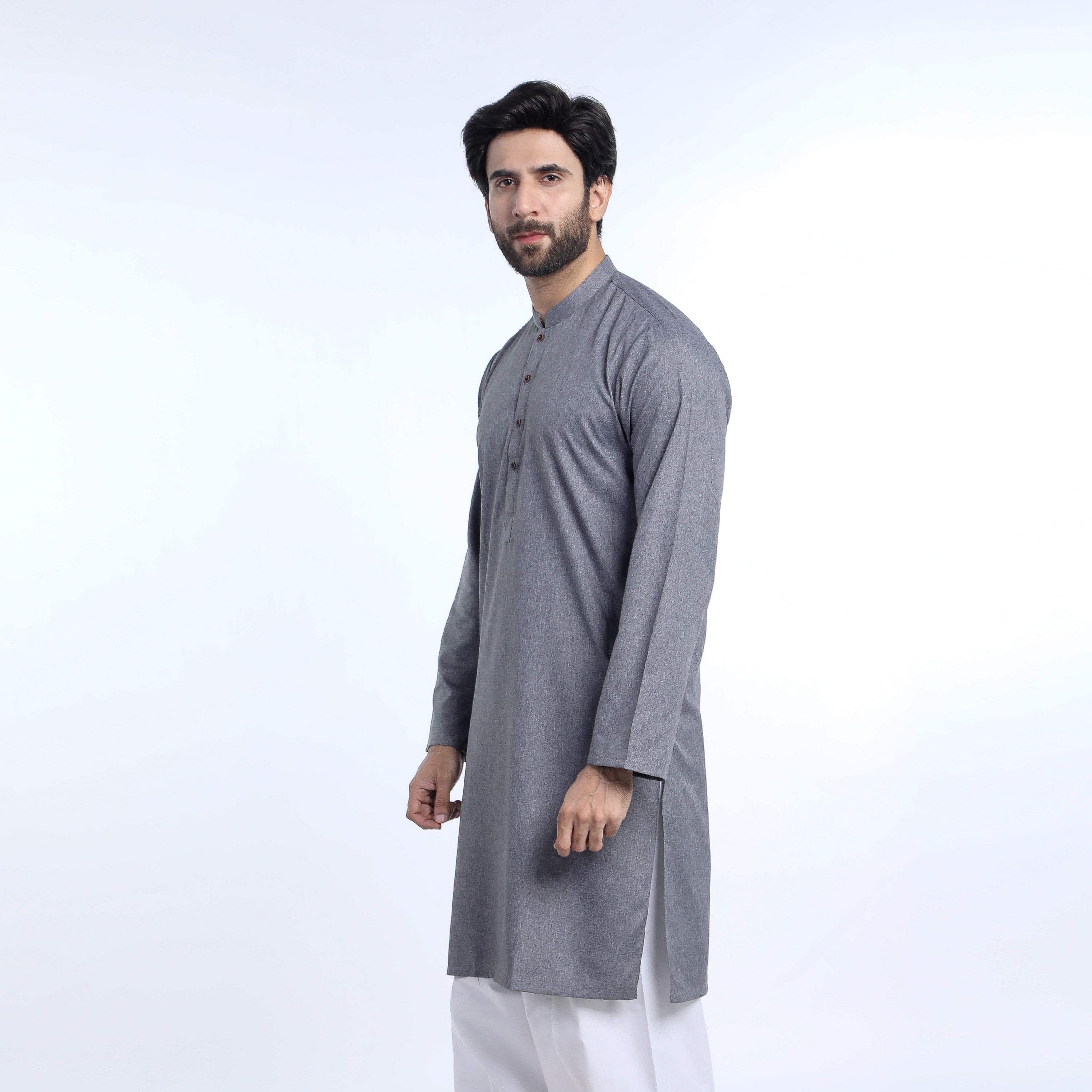 Mens Slim Fit kurta - Grey, Men's Kurtas, Chase Value, Chase Value