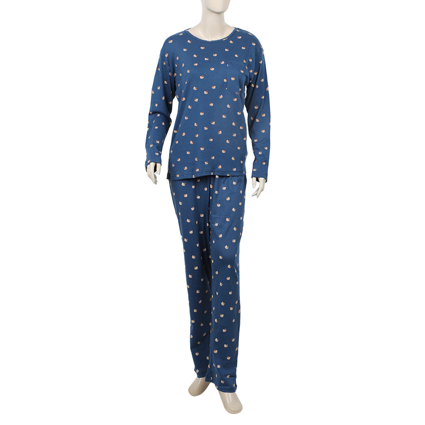 Eminent Women's Full Sleeves Night Suit - Navy Blue