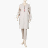 Women's Check Stitched 2Pcs Suit - Beige, Women Shalwar Suits, Chase Value, Chase Value