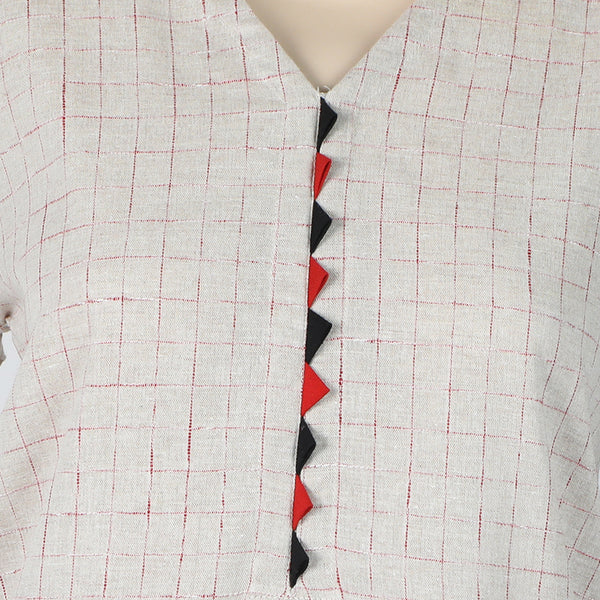 Women's Check Stitched 2Pcs Suit - Beige