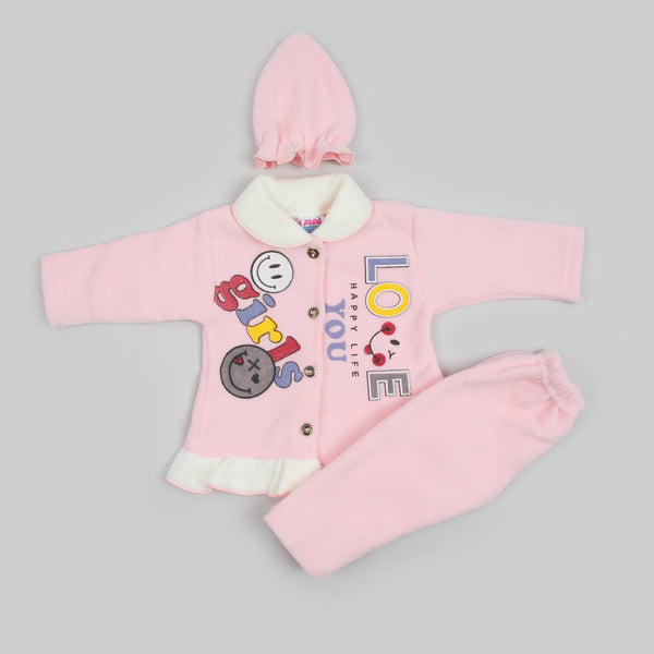 Newborn Girls Full Sleeves Suit - Baby Pink