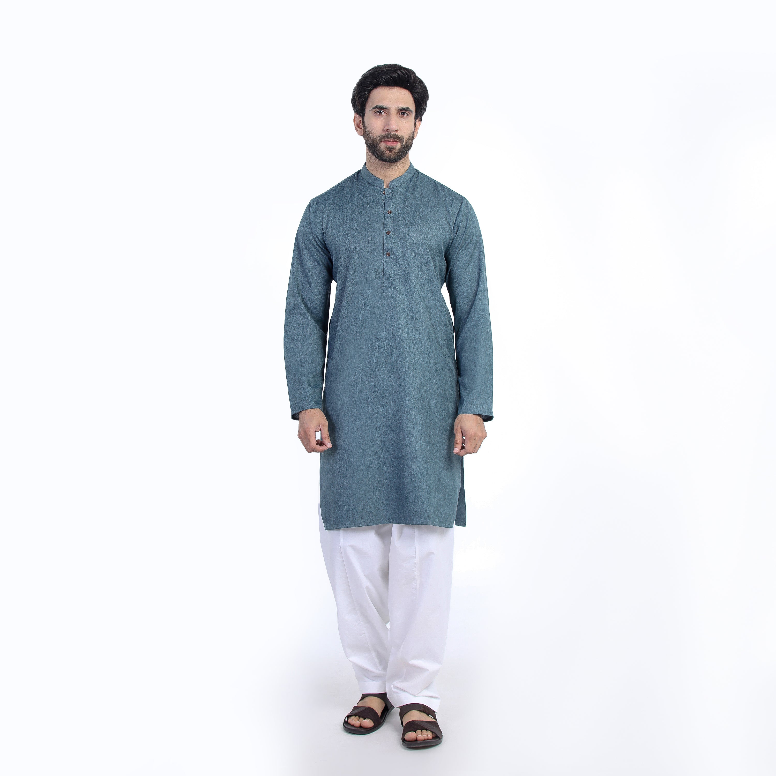 Mens Slim Fit kurta - Teal, Men's Kurtas, Chase Value, Chase Value