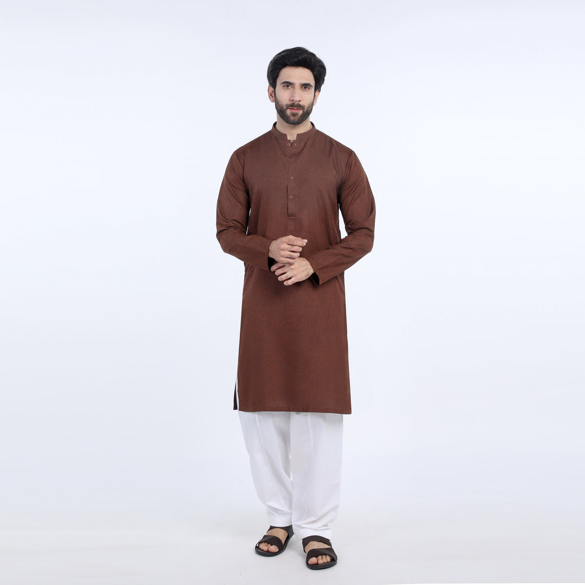 Men's Slim Fit Plain Kurta - Maroon, Men's Kurtas, Chase Value, Chase Value