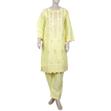 Women's 2pcs Stitched Embrioded Shalwar Suit - Light Yellow, Women Shalwar Suits, Chase Value, Chase Value