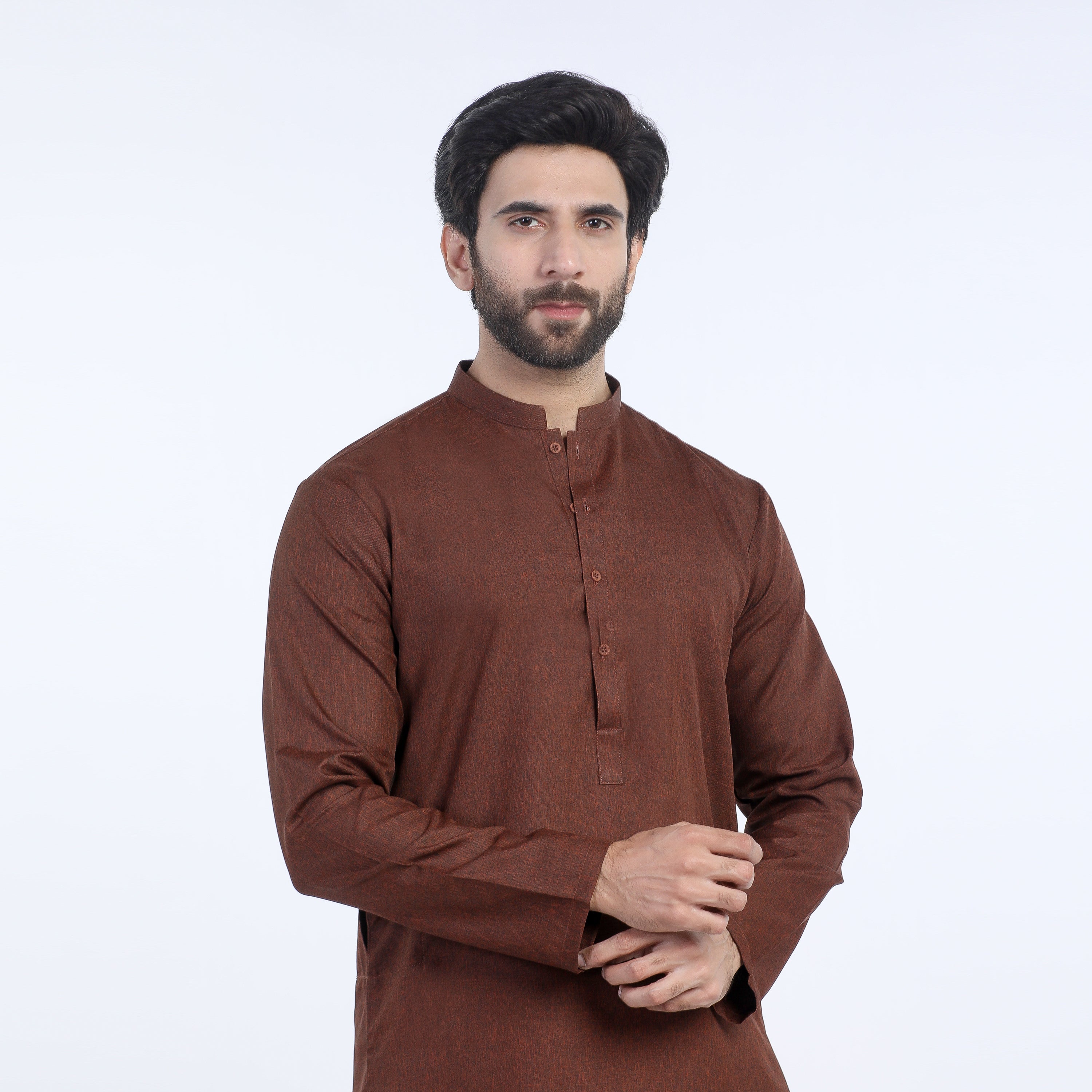 Men's Slim Fit Plain Kurta - Maroon, Men's Kurtas, Chase Value, Chase Value
