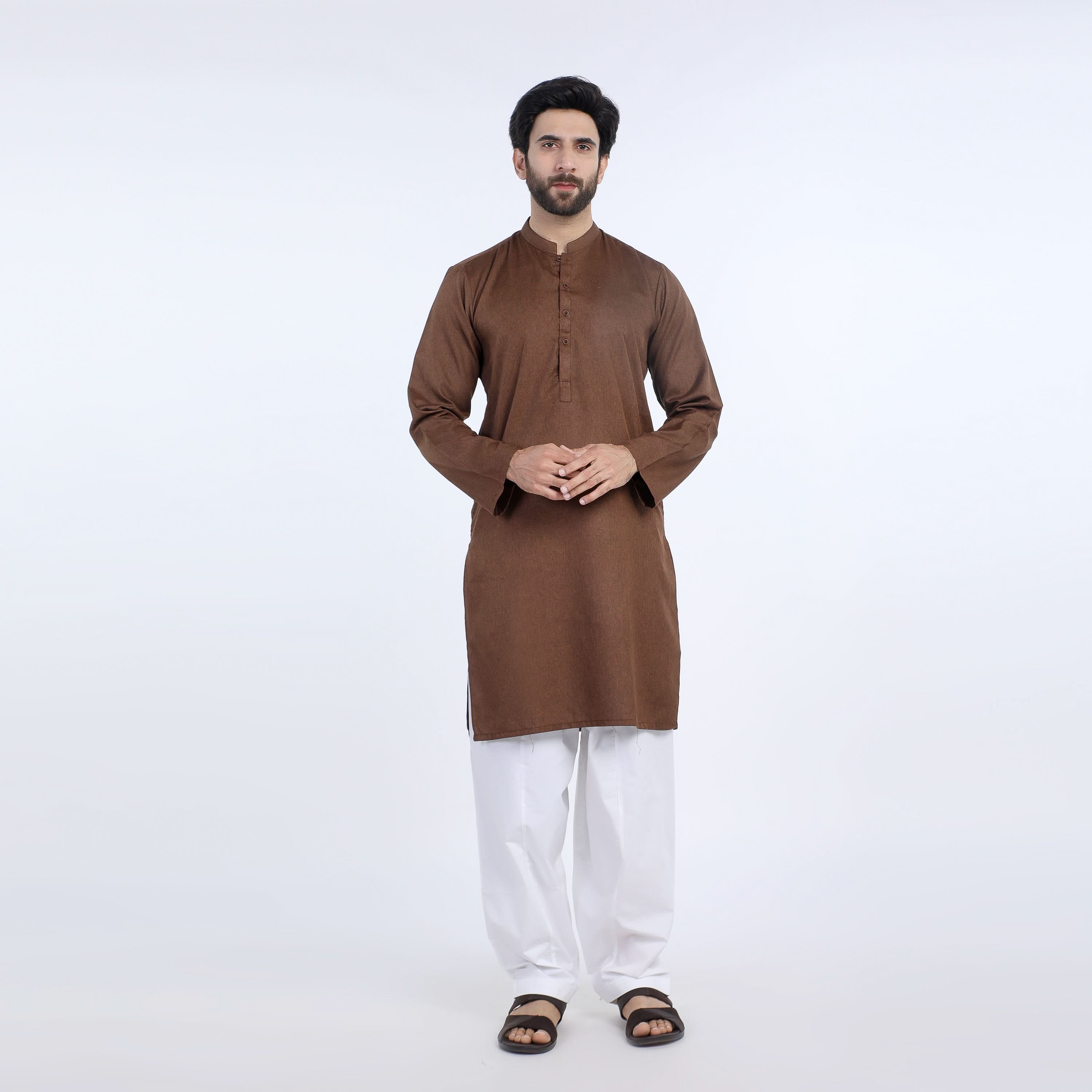 Mens Slim Fit kurta - Brown, Men's Kurtas, Chase Value, Chase Value