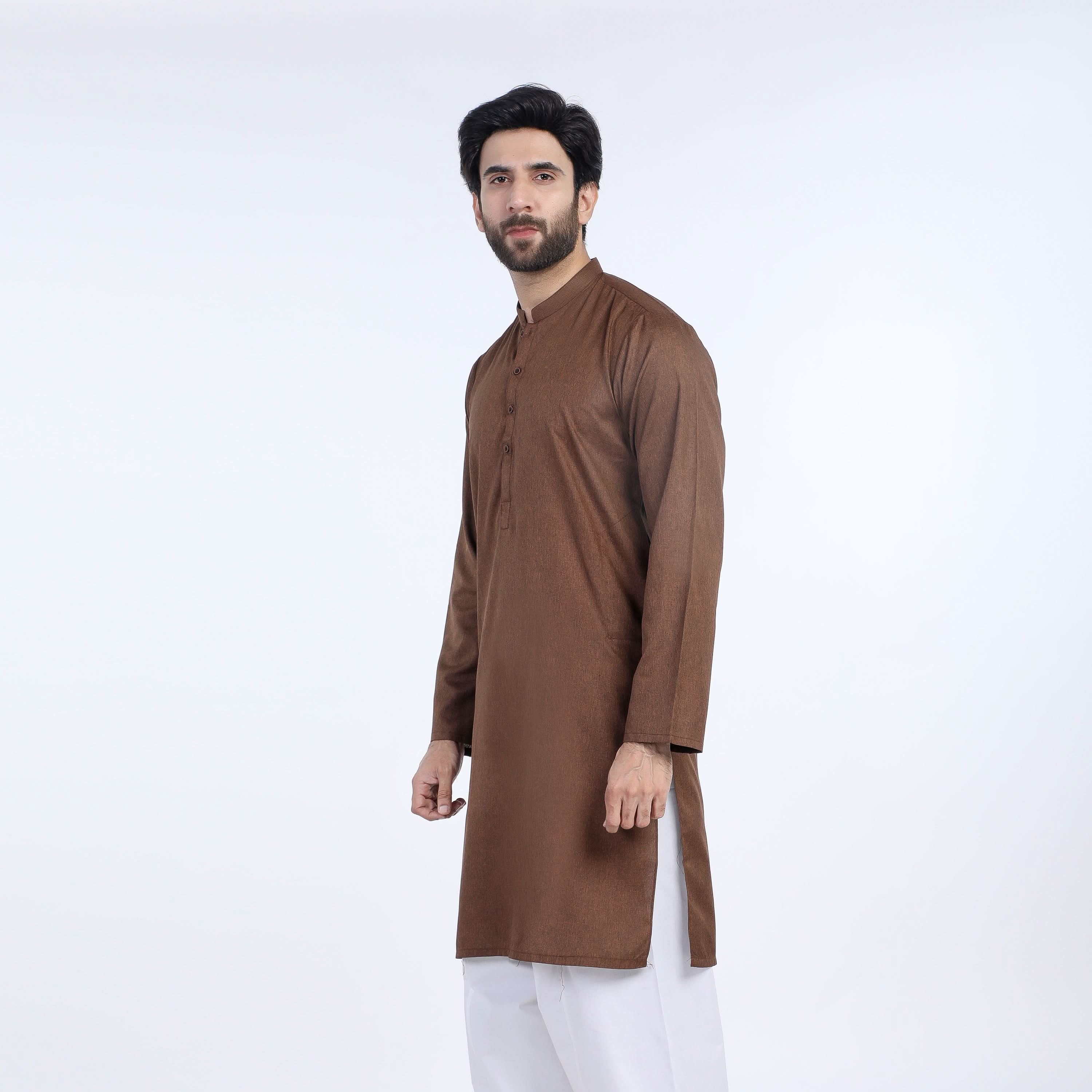 Mens Slim Fit kurta - Brown, Men's Kurtas, Chase Value, Chase Value
